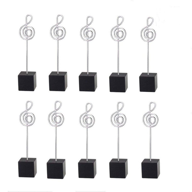 senover 10pcs Music Shape Table Number Holder Name Place Card Holder Memo Clip Holder Standr Pictures Card Paper Menu Clip (Balck) - Image 1